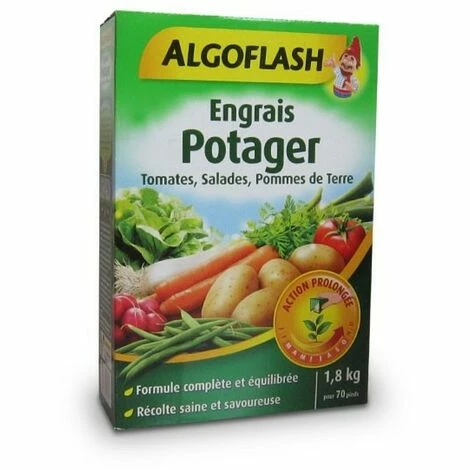 ENGRAIS POTAGER TOMATES, SALADES, POMMES DE TERRE ACTION PROLOGÉE 1,8KG - ALGOFLASH 1 ENGRAIS POTAGER TOMATES, SALADES, POMMES DE TERRE ACTION PROLOGÉE 1,8KG - ALGOFLASH